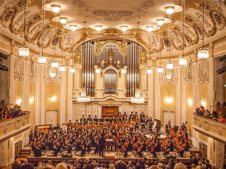 Orchestra performing in the Mozarteum in Salzburg